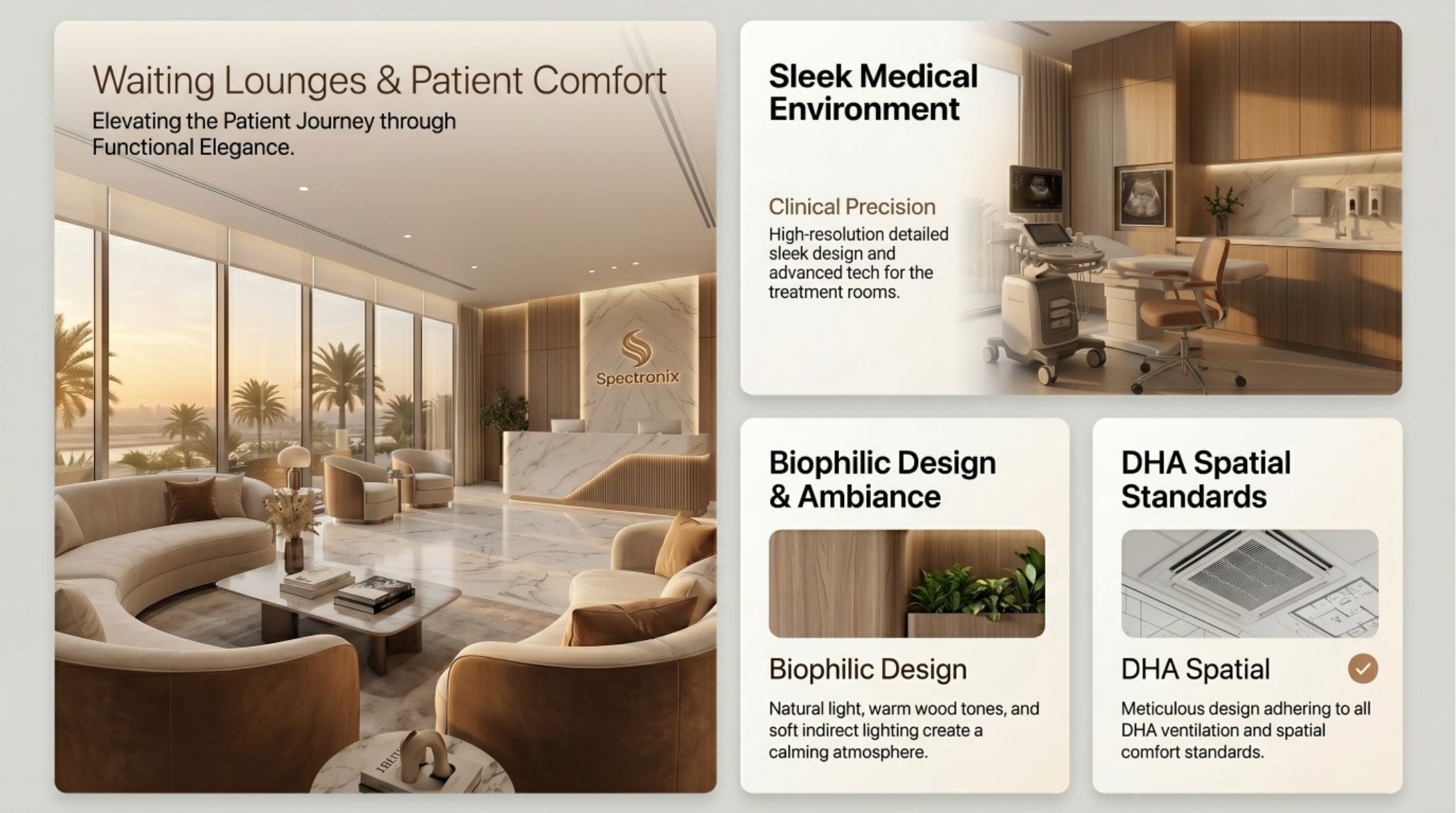 Bespoke reception and waiting area design for medical clinics in Dubai