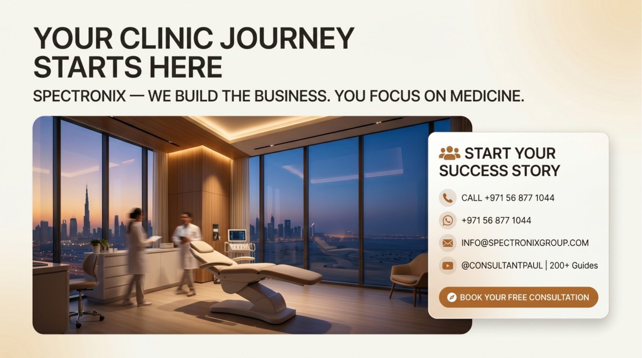 Book a free clinic setup consultation with Spectronix Healthcare Consultancy Dubai